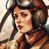 Vintage Pilot Girl 5D Diamond Painting