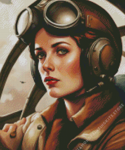 Vintage Pilot Girl 5D Diamond Painting