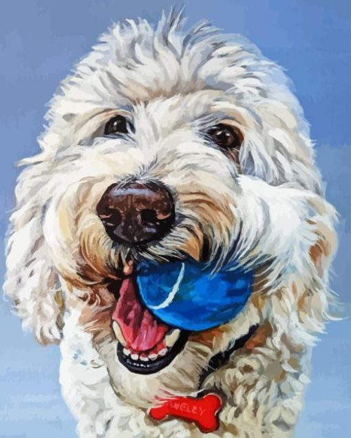 White Labradoodle Puppy 5D Diamond Painting