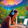 Woman Listening to Music 5D Diamond Painting