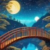 Wooden Bridge Landscape Night 5D Diamond Painting