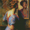 Young Woman in Mirror 5D Diamond Painting