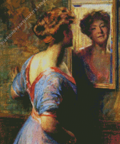 Young Woman in Mirror 5D Diamond Painting