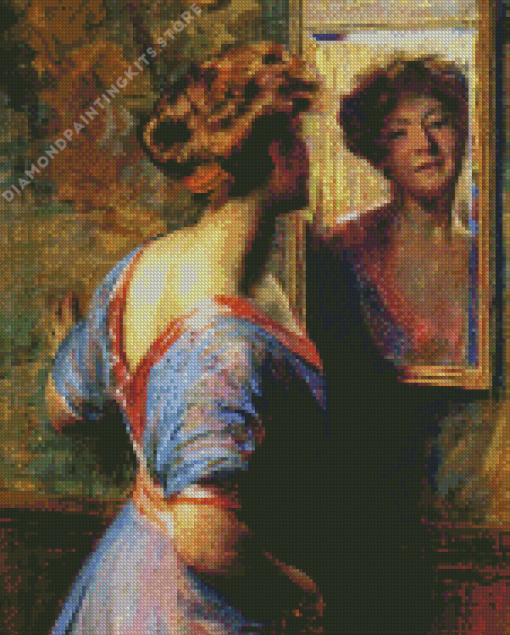 Young Woman in Mirror 5D Diamond Painting