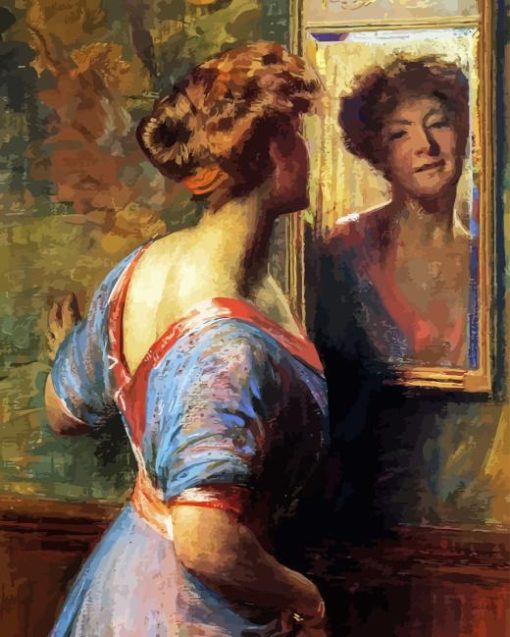 Young Woman in Mirror 5D Diamond Painting