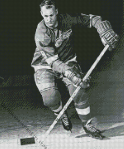 Black and White Gordie Howe 5D Diamond Painting