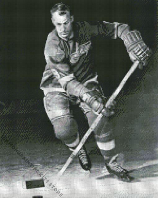 Black and White Gordie Howe 5D Diamond Painting