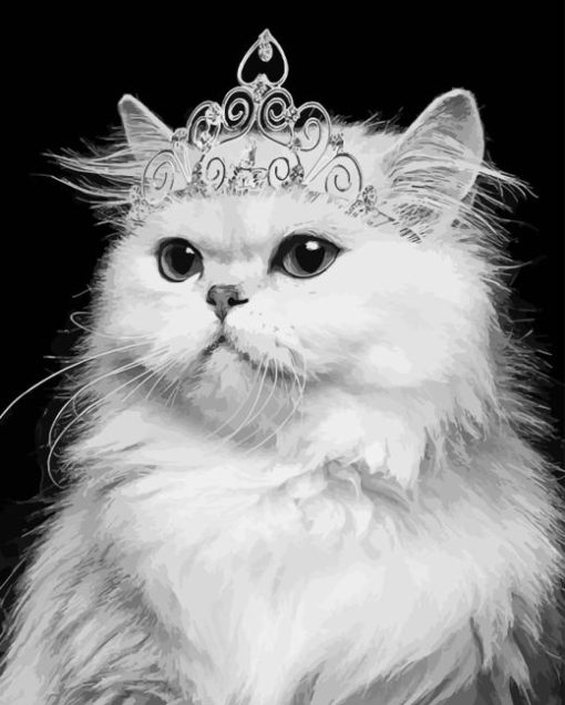 Black and White Queen Kitty 5D Diamond Painting