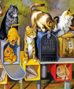 Cat on Mailboxes 5D Diamond Painting