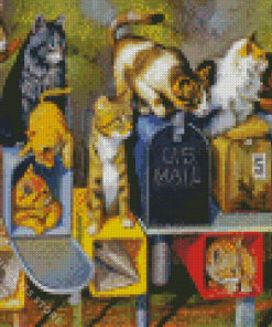 Cat on Mailboxes 5D Diamond Painting