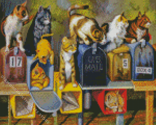 Cat on Mailboxes 5D Diamond Painting