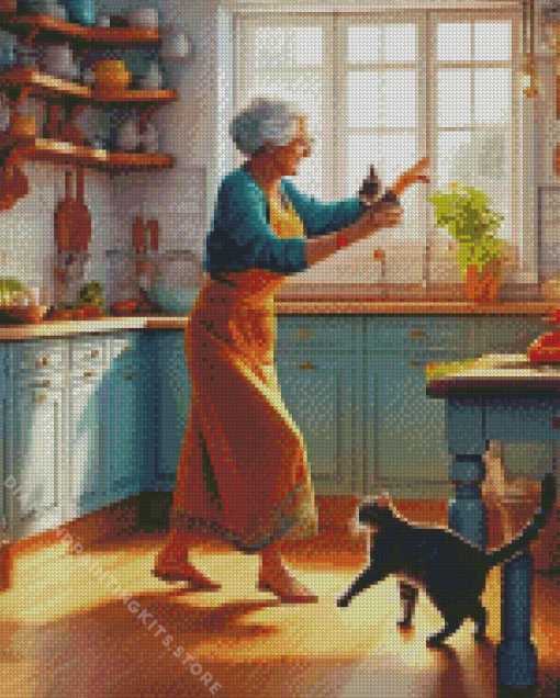 Old Lady Dancing 5D Diamond Painting