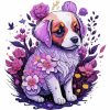 Floral Purple Puppy 5D Diamond Painting