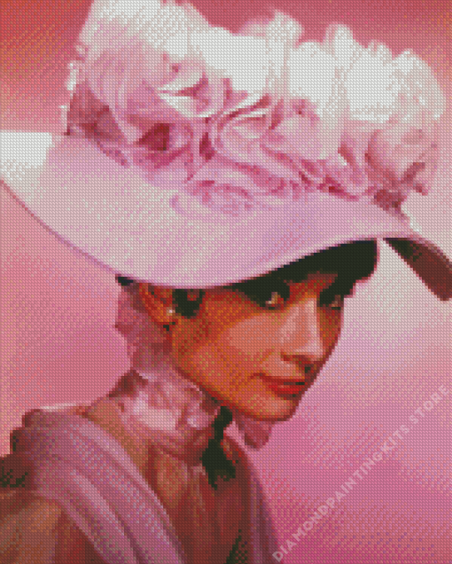 Lady in a Pink Hat 5D Diamond Painting