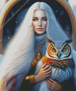 Lady With Owl 5D Diamond Painting