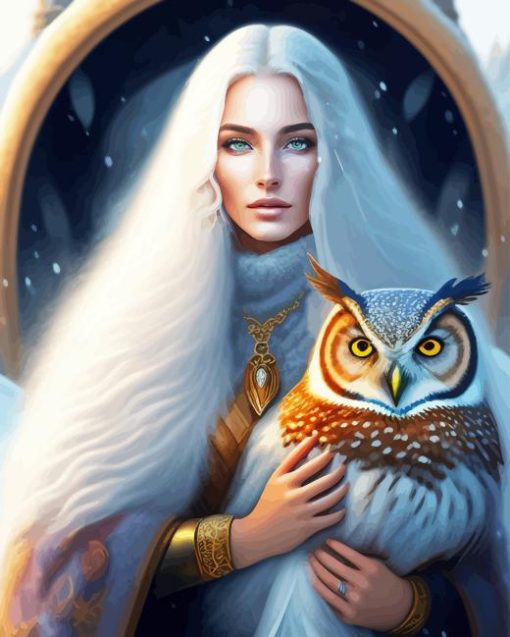 Lady With Owl 5D Diamond Painting