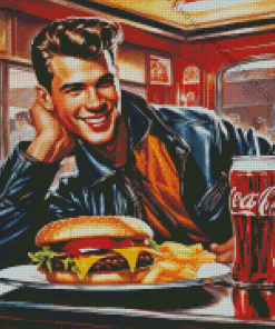 Man in Rock and Roll Diner 5D Diamond Painting