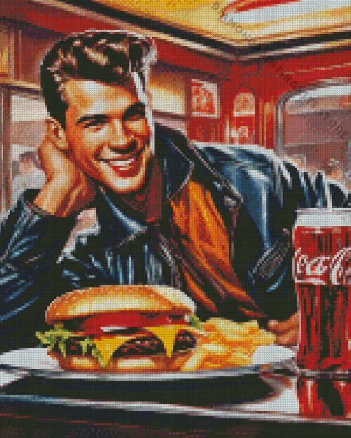 Man in Rock and Roll Diner 5D Diamond Painting