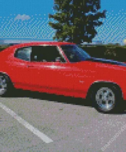 1971 Chevelle Red Car Engine 5D Diamond Painting