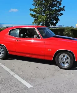 1971 Chevelle Red Car Engine 5D Diamond Painting