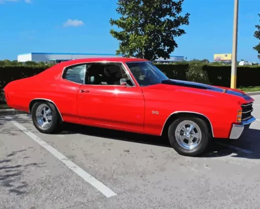 1971 Chevelle Red Car Engine 5D Diamond Painting