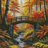 Autumn Wooden Bridge Landscape 5D Diamond Painting