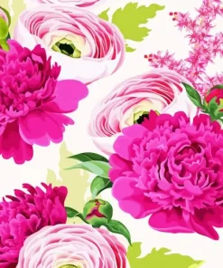 Blooming Peonies And Ranunculus 5D Diamond Painting