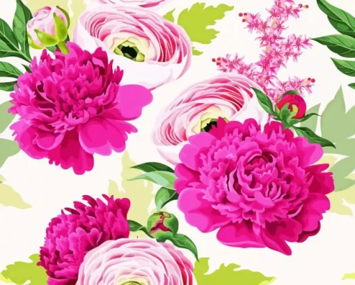 Blooming Peonies And Ranunculus 5D Diamond Painting