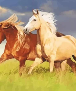 Brown And Blonde Stallion Horses 5D Diamond Painting