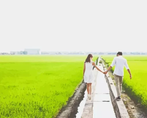 Couple In Sekinchan Padi Fields 5D Diamond Painting