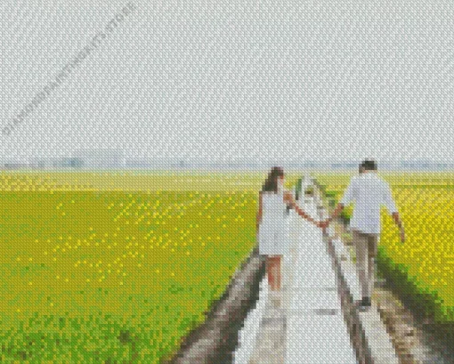 Couple In Sekinchan Padi Fields 5D Diamond Painting