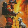 Fire Fighter Boy And Dog 5D Diamond Painting