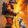 Fire Fighter Boy And Dog 5D Diamond Painting