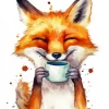 Fox With Coffee 5D Diamond Painting