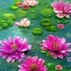 Fuchsia Water Lilies 5D Diamond Painting