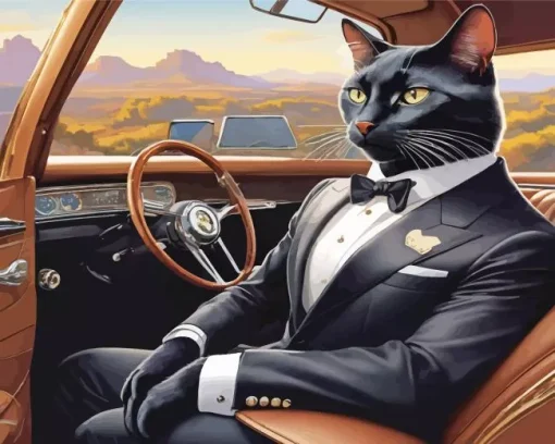 Mr Cat In Black Tie 5D Diamond Painting