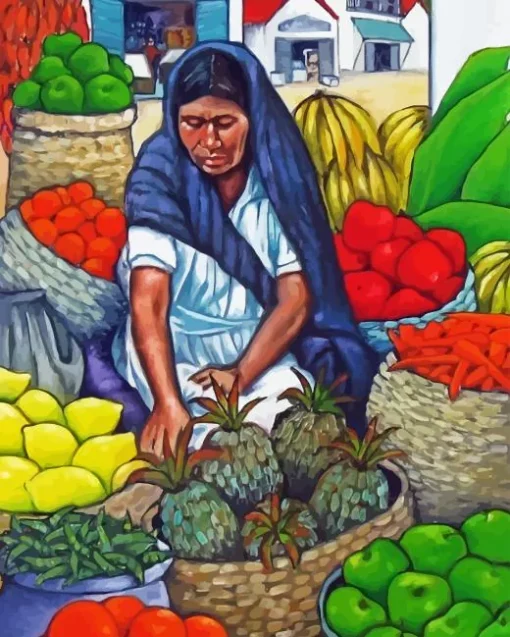 Old Woman Fruit Seller 5D Diamond Painting