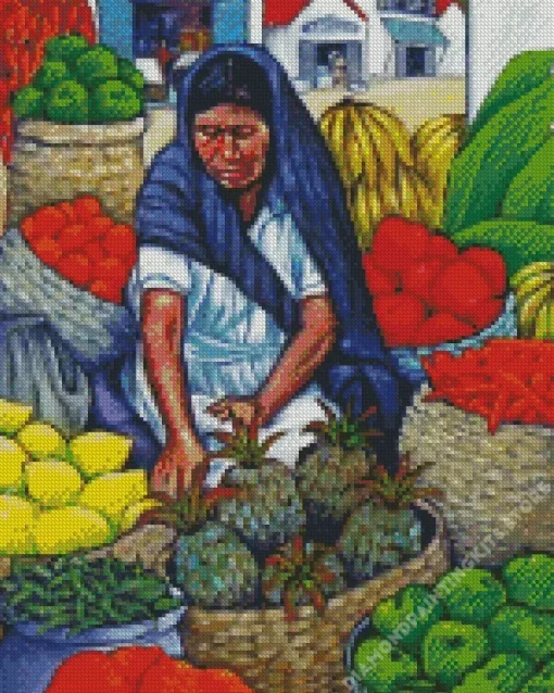 Old Woman Fruit Seller 5D Diamond Painting