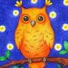 Orange Owl On Stick 5D Diamond Painting