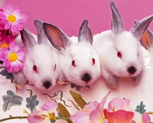 Pink Bunnies 5D Diamond Painting