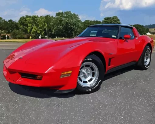 Red 1982 Corvette 5D Diamond Painting