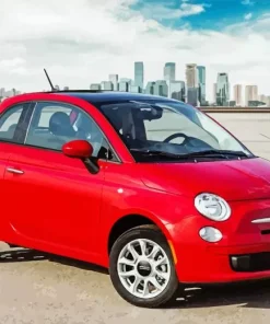 Red Fiat 500 5D Diamond Painting