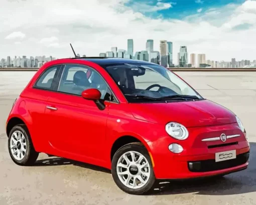 Red Fiat 500 5D Diamond Painting