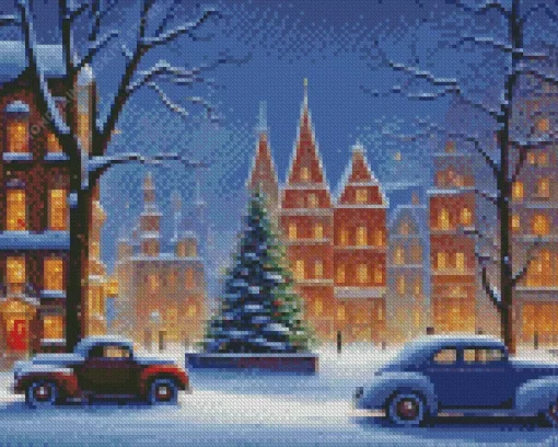 Snow Vintage Christmas Evening 5D Diamond Painting