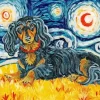 Starry Night Black Wiener Dog 5D Diamond Painting