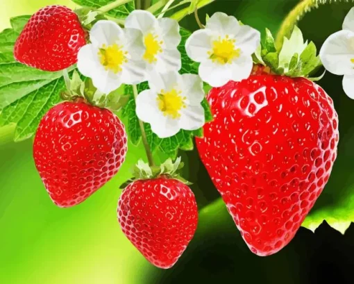 Strawberries Garden And Flowers 5D Diamond Painting