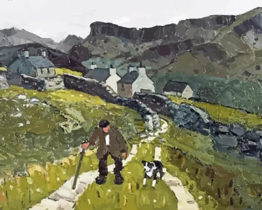 The Way To The Cottages By Kyffin Williams 5D Diamond Painting