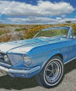 Vintage Blue 60s Mustang Car 5D Diamond Painting