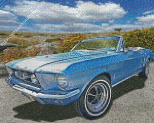 Vintage Blue 60s Mustang Car 5D Diamond Painting