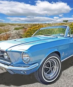 Vintage Blue 60s Mustang Car 5D Diamond Painting